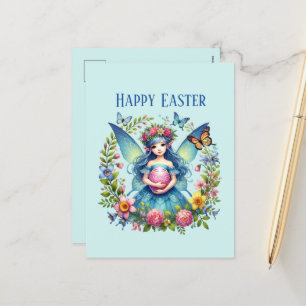Cute Happy Easter Fairy add message Holiday Postcard