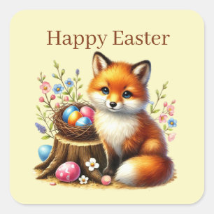 Cute Happy Easter fox Square Sticker