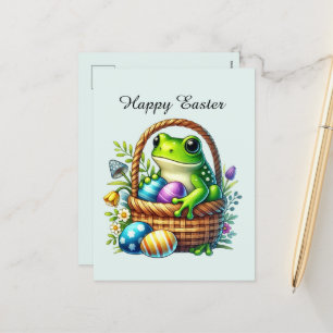 Cute happy Easter frog Holiday Postcard