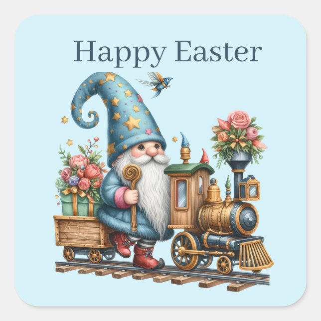 Cute Happy Easter gnome  Square Sticker (Front)
