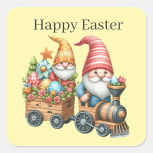 Cute Happy Easter gnome Square Sticker