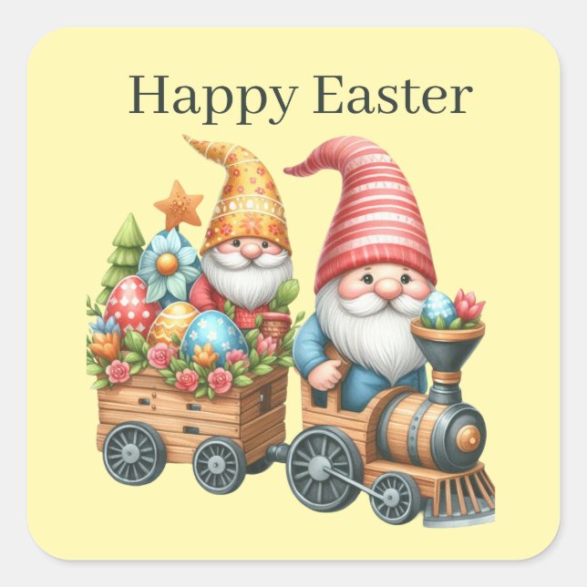 Cute Happy Easter gnome  Square Sticker (Front)