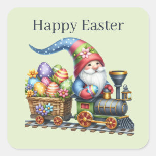 Cute Happy Easter gnome Square Sticker