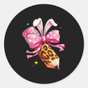 Cute Happy Easter Hoppy Teacher Kids Girl Kinderga Classic Round Sticker