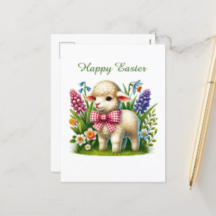 Cute Happy Easter lamb Holiday Postcard