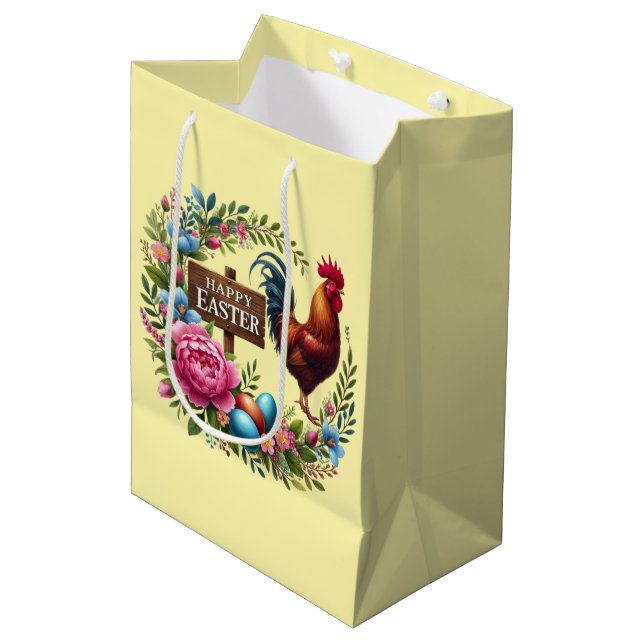 Cute Happy Easter rooster  Medium Gift Bag (Front Angled)