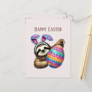 Cute Happy Easter sloth Holiday Postcard