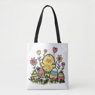 Cute 'Happy Easter' Tote Bag