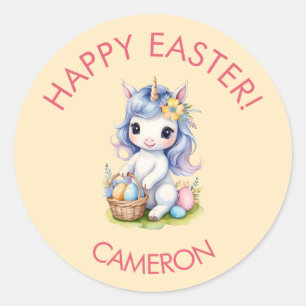 Cute Happy Easter Unicorn Customisable Sticker