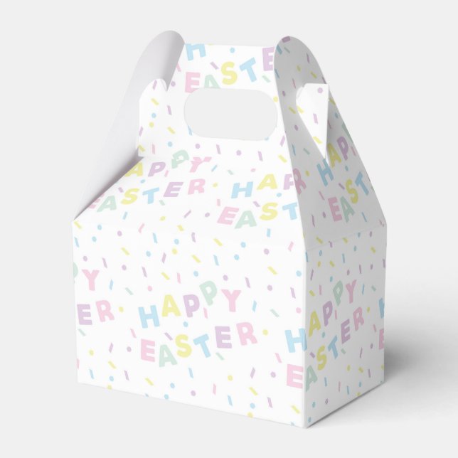 Cute Happy Easter Word Confetti Pattern Favour Box (Front Side)
