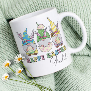 Cute Happy Easter Y'all Gnomes Personalised Name Coffee Mug