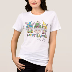 Cute Happy Easter Y'all Gnomes  Tri-Blend Shirt
