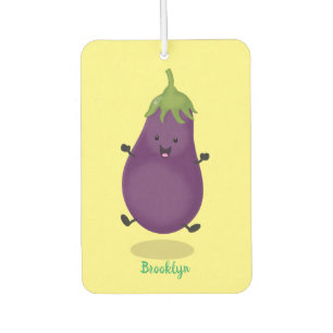Cute happy eggplant aubergine cartoon illustration car air freshener