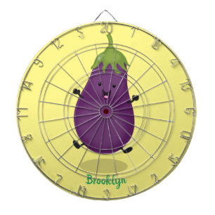 Cute happy eggplant aubergine cartoon illustration dartboard