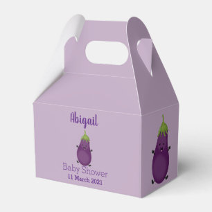 Cute happy eggplant aubergine cartoon illustration favour box