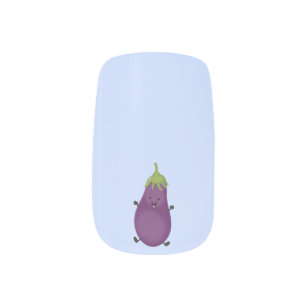 Cute happy eggplant aubergine cartoon illustration minx nail art