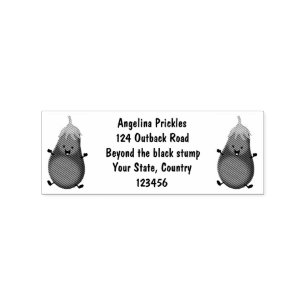 Cute happy eggplant aubergine cartoon illustration rubber stamp