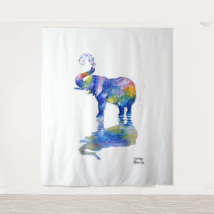 Cute happy elephant tapestry