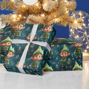 Cute Happy Elf Christmas Pattern Wrapping Paper