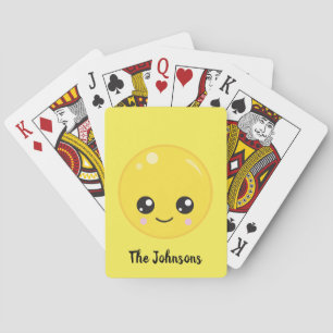 Cute happy emoji playing cards