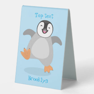 Cute happy emperor penguin chick cartoon