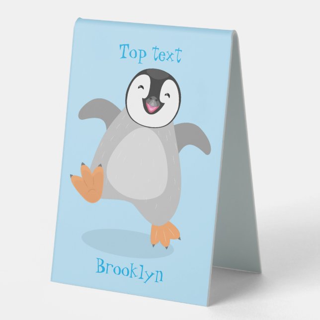 Cute happy emperor penguin chick cartoon (Front)