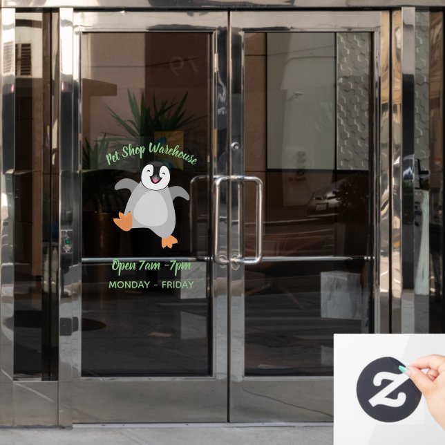 Cute happy emperor penguin chick cartoon (Office Door)