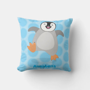 Cute happy emperor penguin chick cartoon cushion