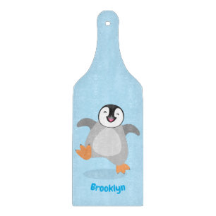 Cute happy emperor penguin chick cartoon cutting board