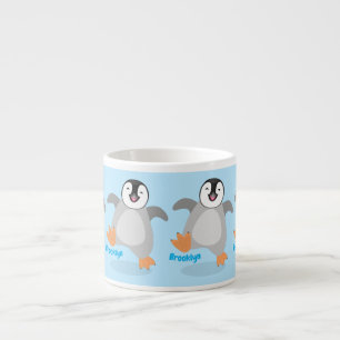 Cute happy emperor penguin chick cartoon espresso cup