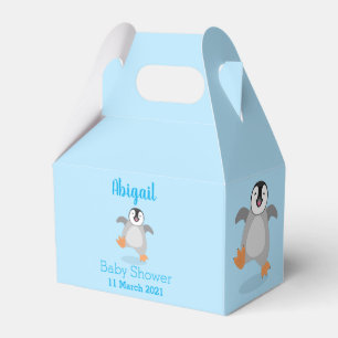 Cute happy emperor penguin chick cartoon favour box