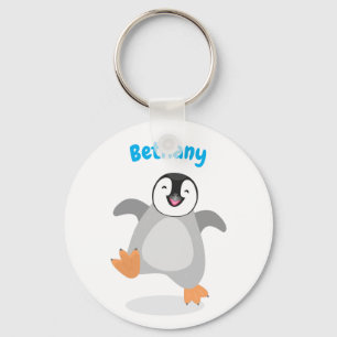 Cute happy emperor penguin chick cartoon key ring