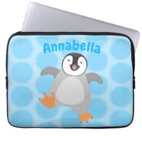 Cute happy emperor penguin chick cartoon