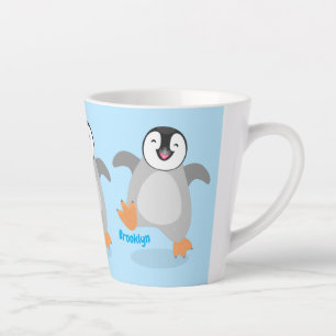 Cute happy emperor penguin chick cartoon latte mug