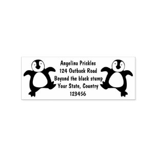 Cute happy emperor penguin chick cartoon rubber stamp
