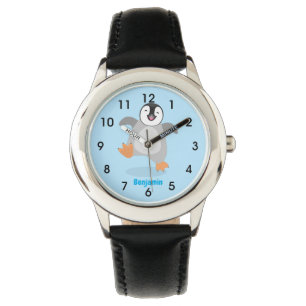 Cute happy emperor penguin chick cartoon  watch