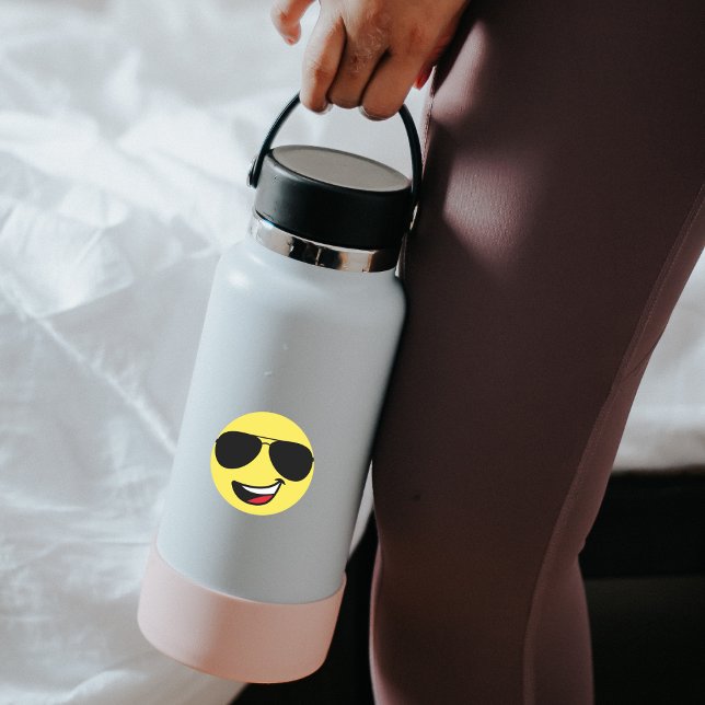 Cute Happy Face & Aviator Glasses,Fun Classic Round Sticker (Creator Uploaded)