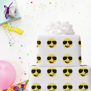 Cute Happy Face & Aviator Glasses,Fun Wrapping Paper
