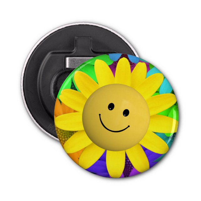 Cute Happy Face Flowers Bottle Opener (Front)