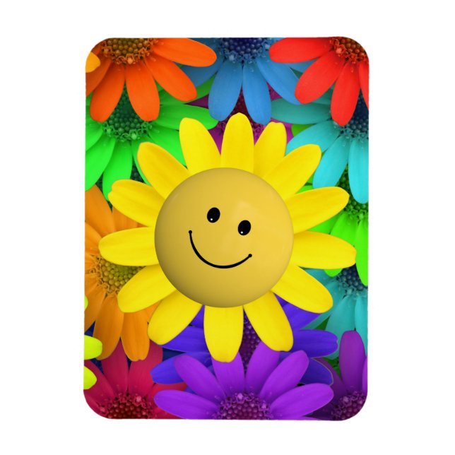 Cute Happy Face Flowers Magnet (Vertical)