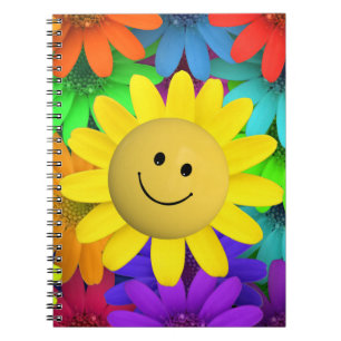 Cute Happy Face Flowers Notebook