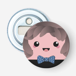 Cute happy face kawaii Japanese cartoon doll blue Bottle Opener