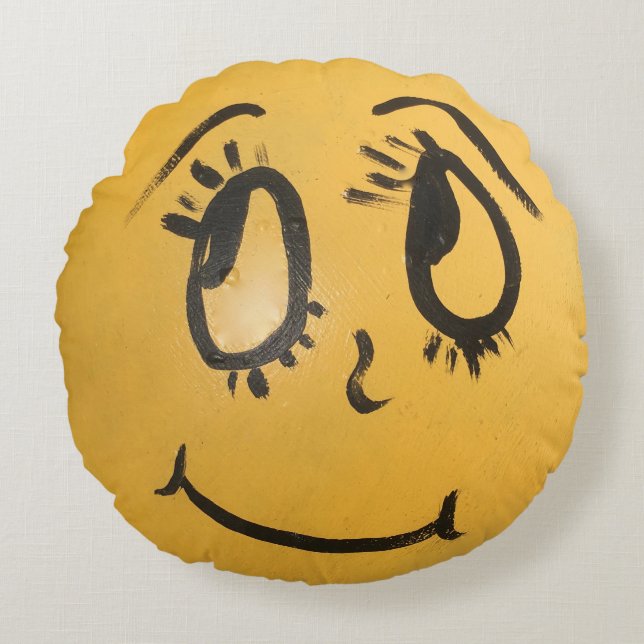 Cute Happy Face Round Cushion (Front)