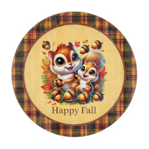 Cute Happy Fall Seasonal squirrel Cutting Board