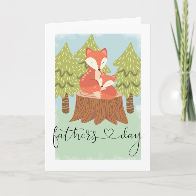 Cute Happy Fathers Day Fox Card (Front)
