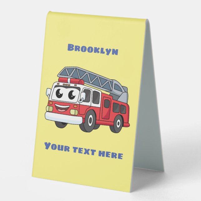 Cute happy fire engine cartoon (Front)