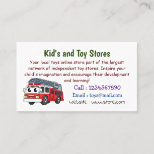 Cute happy fire engine cartoon business card