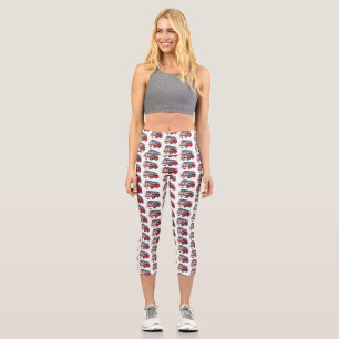 Cute happy fire engine cartoon capri leggings