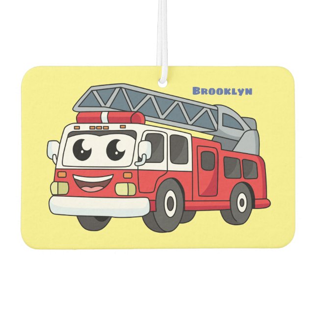 Cute happy fire engine cartoon car air freshener (Front)
