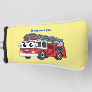 Cute happy fire engine cartoon golf head cover